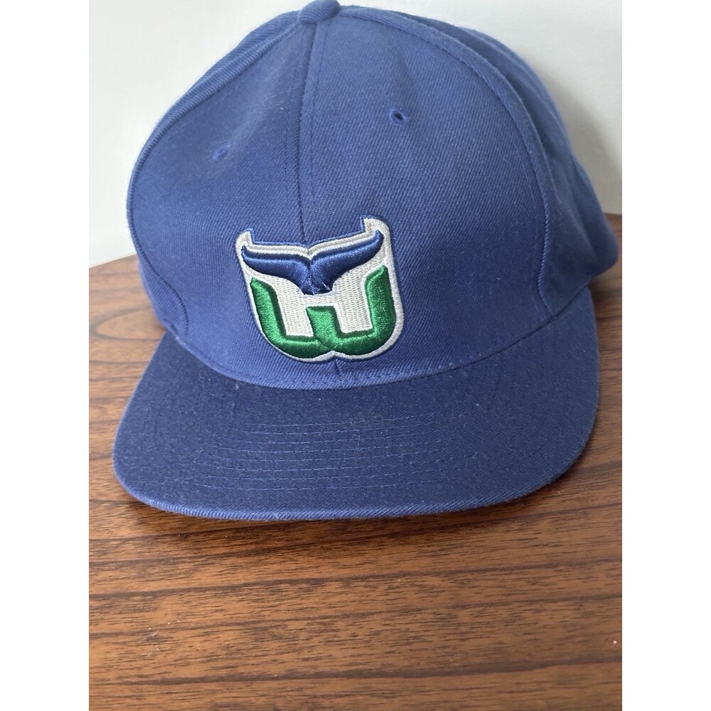 NHL Hartford Whalers Blue Vintage Structured Snap Back Hat By Mitchell & Ness